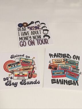 Musical UV DTF Vinyl Transfers Set Of 3 New!